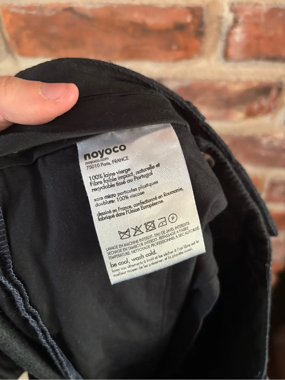 Noyoco Black 100% Wool Trouser Pants, M